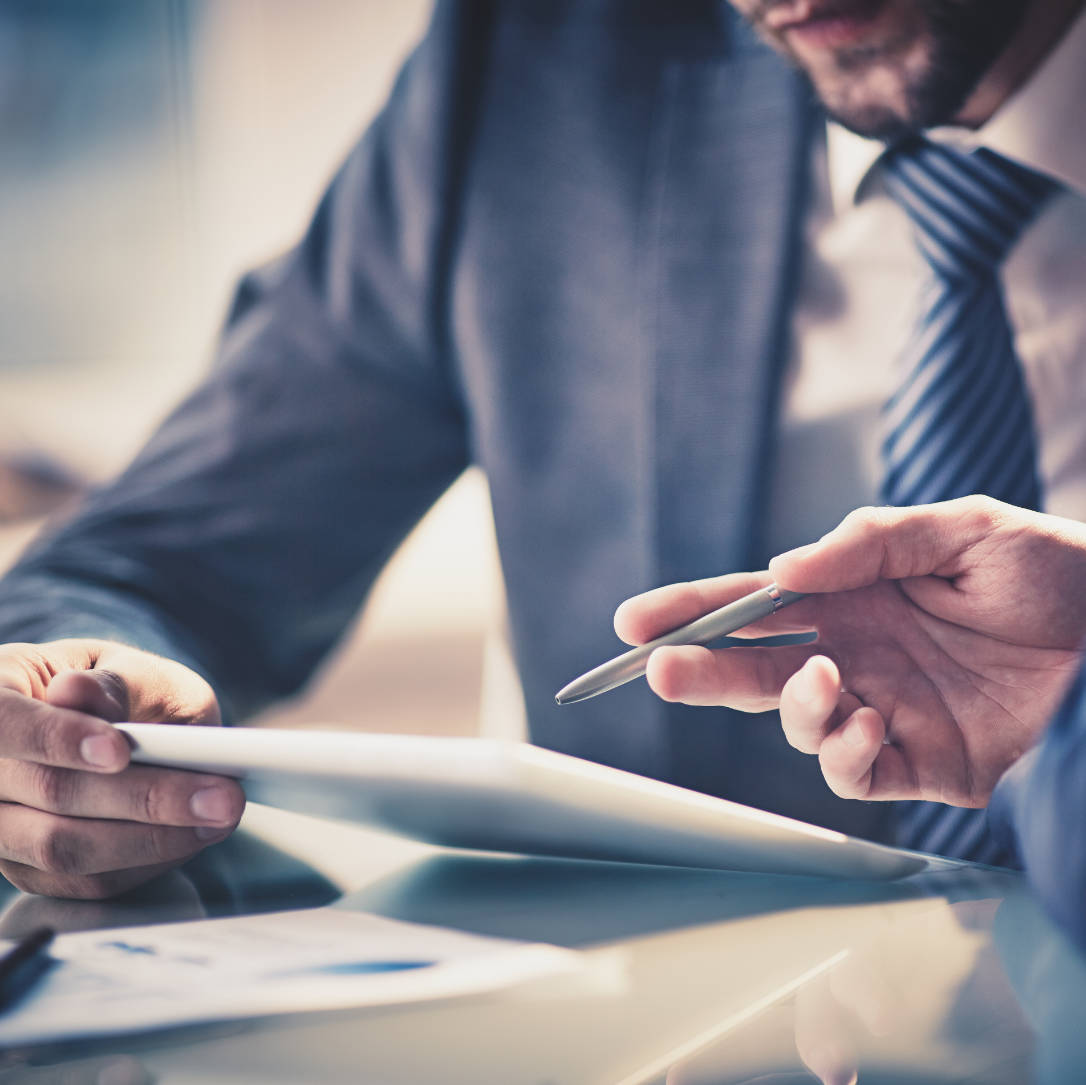 Two businessmen explaining idea